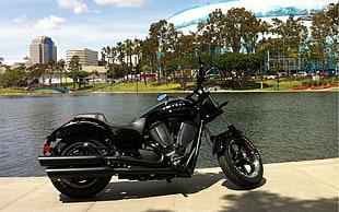 black cruiser motorcycle, Victory Judge HD wallpaper