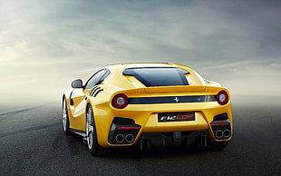 yellow Lamborghini coupe, Ferrari F12 TDF, car