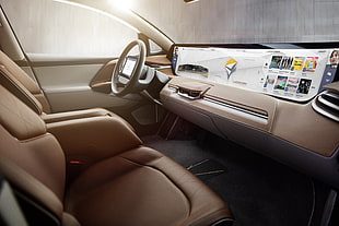 brown car seats, Byton, CES 2018, electric car HD wallpaper