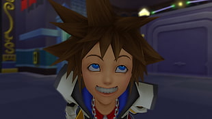 boy with necklace character graphic, Sora (Kingdom Hearts), screen shot, Kingdom Hearts, humor HD wallpaper