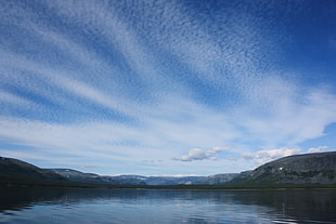 gray mountains, landscape, Karelia, water, sky