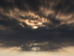 black and grey clouds wallpaper, clouds, sunlight