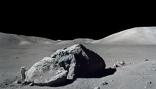 gray rock, Apollo, Moon, landscape, astronaut