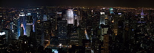 high rise buildings, city, night, building, dark