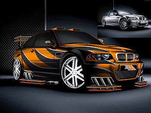 orange and black BMW E36