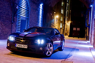 black Chevrolet Camaro outdoor photo HD wallpaper