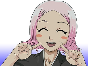 pink haired female animated character