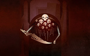 skeleton with a knife digital wallpaper