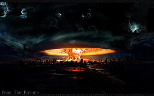 mushroom cloud wallpaper, apocalyptic, nuclear, digital art