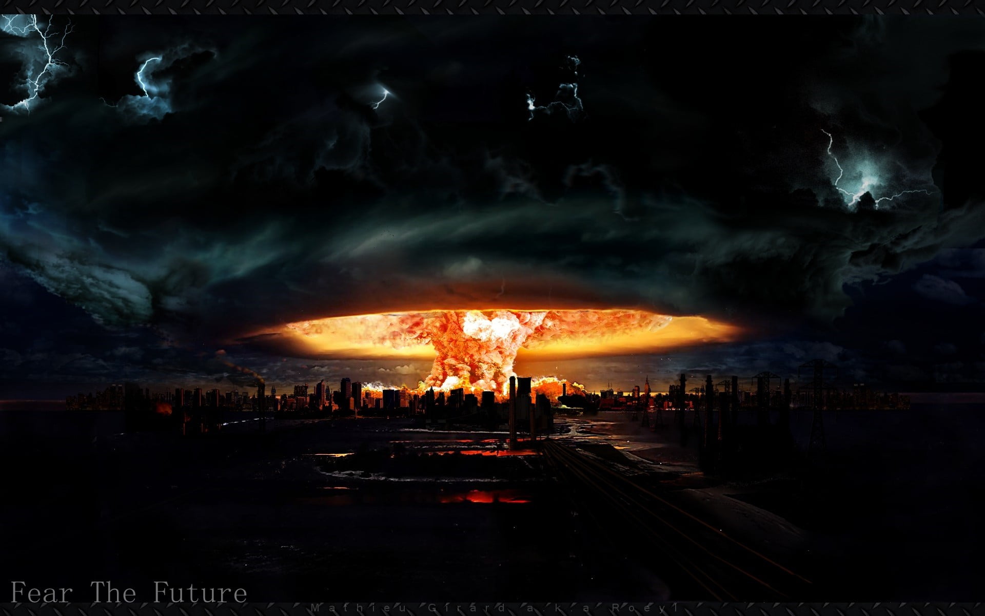 mushroom cloud wallpaper, apocalyptic, nuclear, digital art