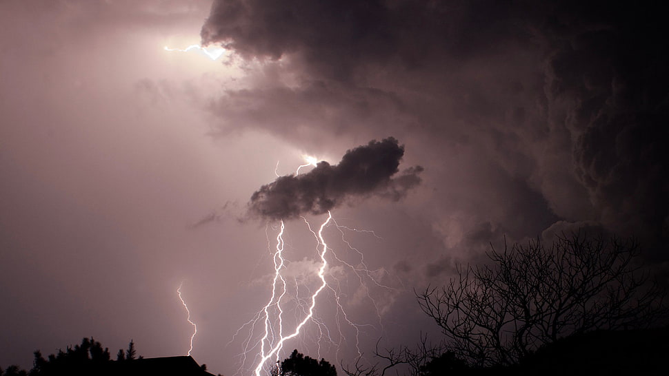 lighting and black clouds, dark, night, storm, clouds HD wallpaper