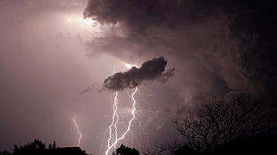 lighting and black clouds, dark, night, storm, clouds