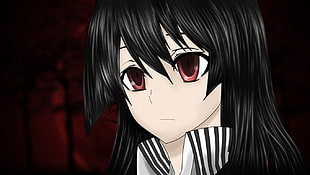 female anime character portrait photo, Akame ga Kill!, Akame, black hair, red eyes