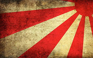 red, white, and yellow area rug, simple background, artwork, Sun, abstract