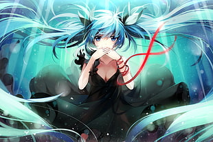 anime character wearing black dress, manga, Hatsune Miku, Vocaloid