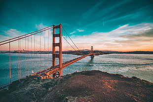 San Francisco bridge during golden hour photo HD wallpaper