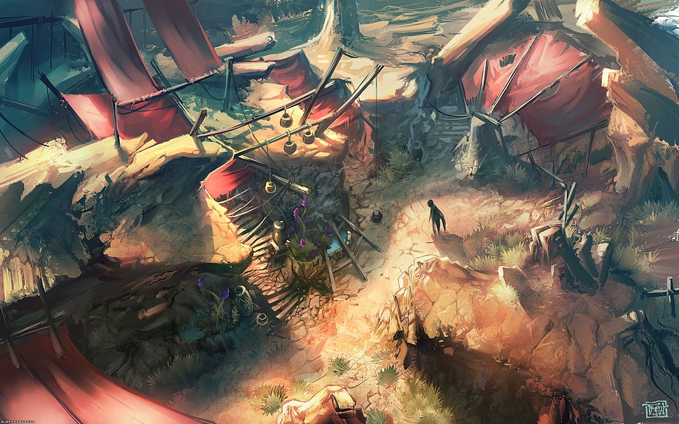 red tents illustration, Diablo III HD wallpaper
