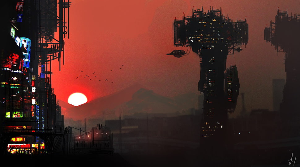 Black Panther structure, cyberpunk, futuristic, science fiction HD wallpaper