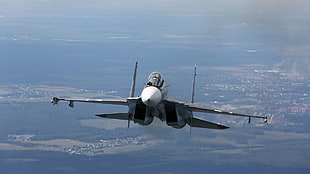 white and gray aircraft, Su-27, airplane