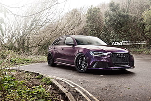 black Audi sedan, Audi, RS6, Audi RS4 Avant, purple