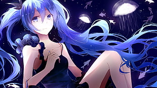 animated illustration of woman with blue hair