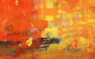 close-up photo of red and yellow abstract painting