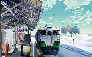 girl standing on train station HD wallpaper