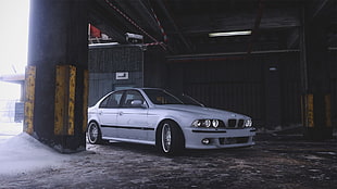 silver sedan, car, BMW, E 39