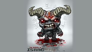 gray and black Isaac illustration, Binding of Isaac, horns, video games, artwork
