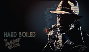 Hard Boiled illustration, noir, smoking, dark