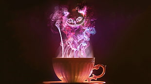 white ceramic cup with smoke of animal coming out HD wallpaper