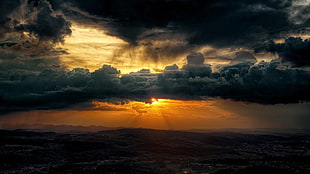 cloudy sky during golden hour digital wallpaper, clouds