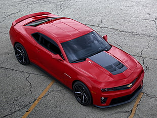 red and black Chevrolet Camaro coupe, car, vehicle, Camaro, red cars HD wallpaper