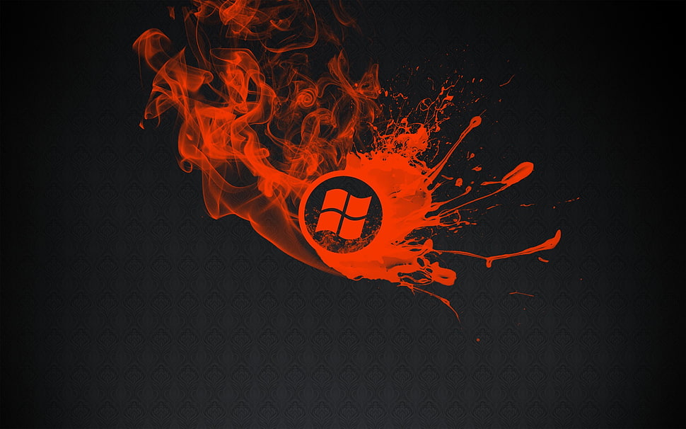 red Windows OS logo, smoke, red HD wallpaper
