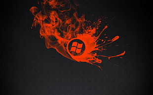 red Windows OS logo, smoke, red