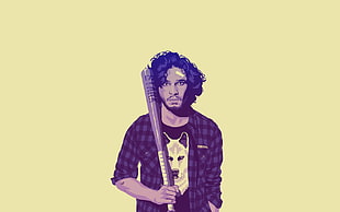 man holding baseball bat illustration, Game of Thrones, fan art, artwork, minimalism