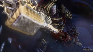 League of Legends male character with hammer wallpaper, Warhammer 40,000, WH40K, Dawn of War 3, space marines HD wallpaper