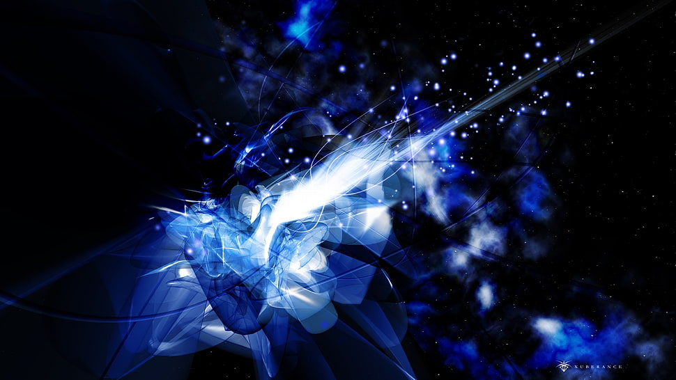 blue and white lighting graphics HD wallpaper