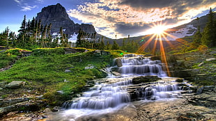 waterfalls, landscape, water, waterfall, mountains HD wallpaper