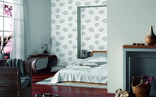 white and gray bedroom set