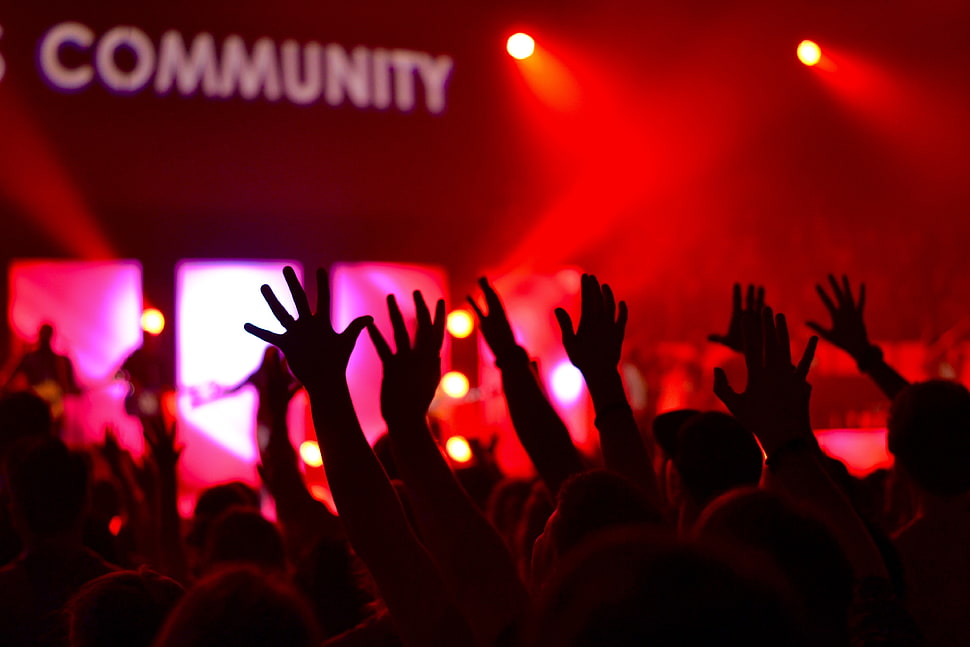 people gathering inside room raising their hands HD wallpaper