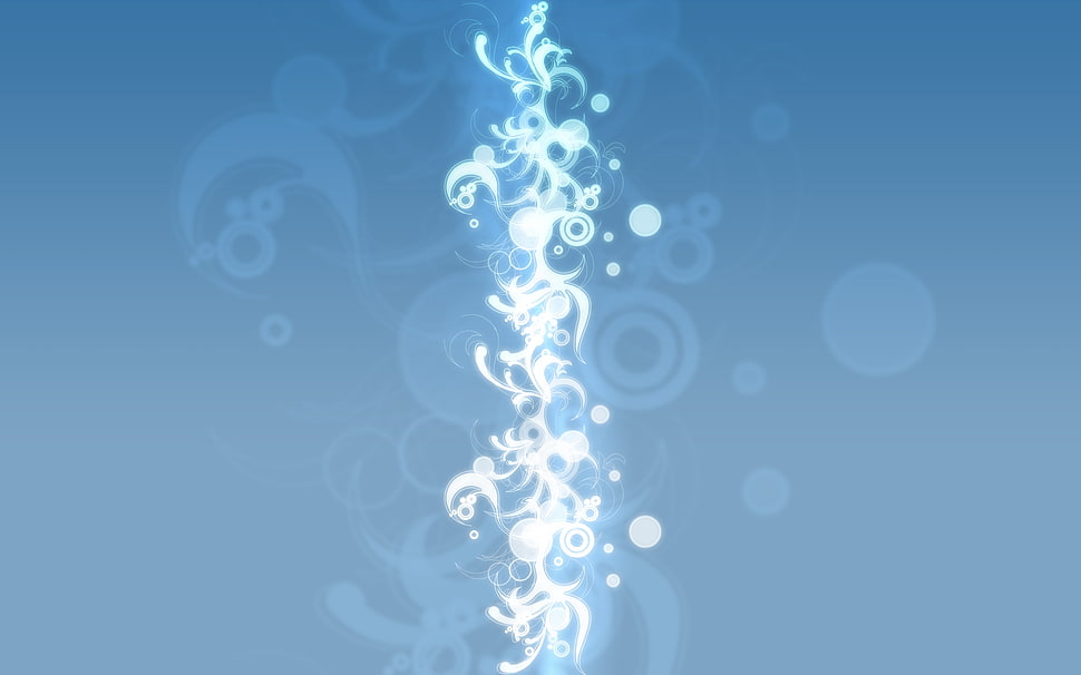 white and teal particles illustration HD wallpaper
