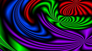 blue, green, purple, and red abstract painting HD wallpaper