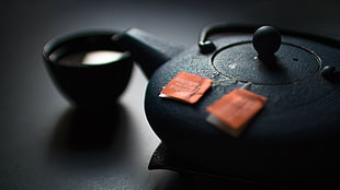 black teapot, tea, tea pot HD wallpaper