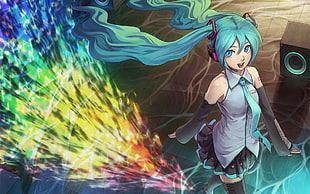 blue haired girl anime ilustration HD wallpaper