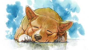 brown dog illustration, Cowboy Bebop, Ein, dog, drawn HD wallpaper