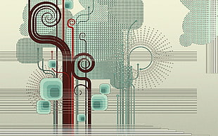 green and brown digital wallpaper, abstract, digital art, technology