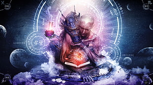 Hindu god with dragon illustration