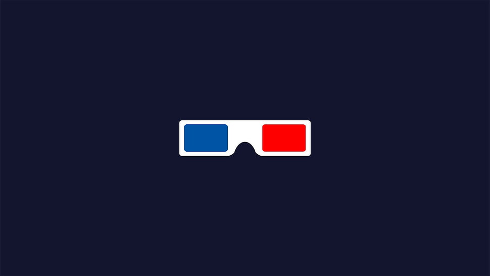 white, blue, and red 3D goggles HD wallpaper