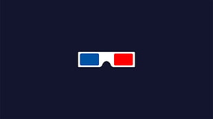white, blue, and red 3D goggles